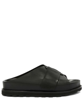 slip-on leather slides