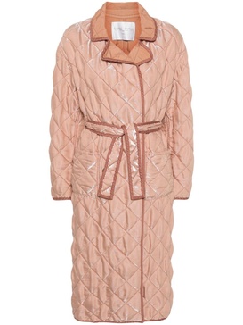 sheen-effect quilted coat