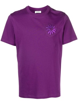 floral-appliqué T-shirt