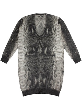 snakeskin-print V-neck cardigan 