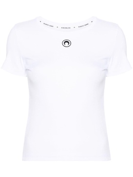 embroidered-logo fine-ribbed T-shirt