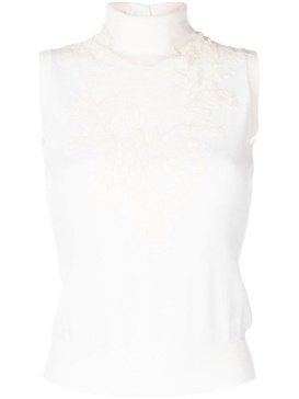 lace-detail roll-neck vest