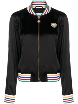 Rainbow Heart silk bomber jacket