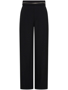 zipped wool straight-leg trousers