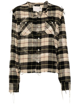 distressed plaid cotton shirt