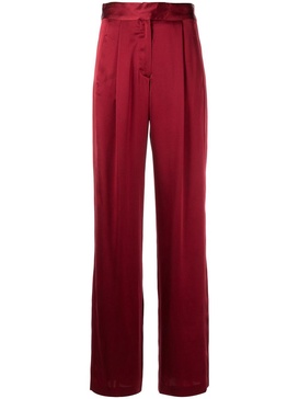 wide-leg silk satin trousers