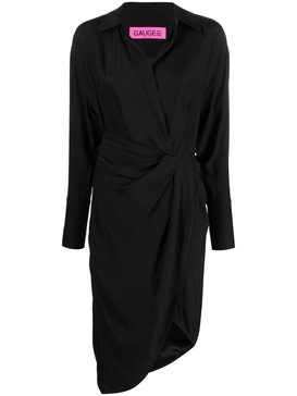 gathered-front shirt dress