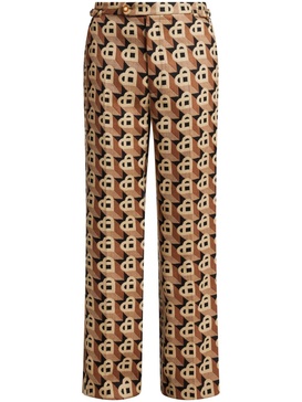 Heart jacquard straight-leg trousers