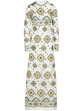 Tapisserie-print sequinned maxi dress