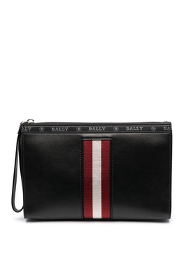 leather striped clutch bag