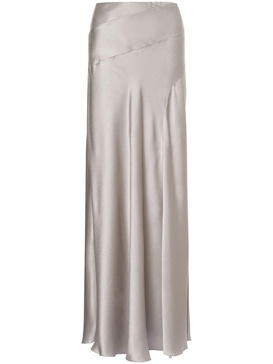 fluted satin maxi skirt