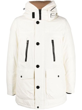 logo-print hooded coat 