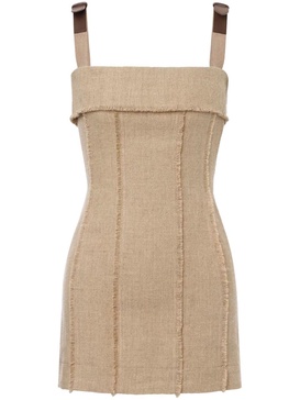 square-neck linen minidress