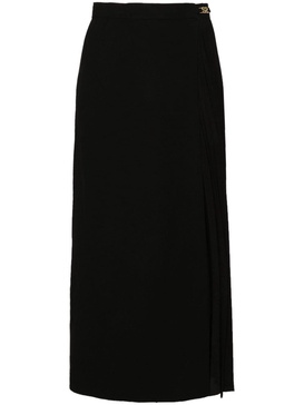 pleated wrap midi skirt