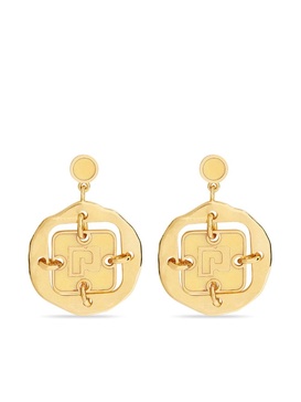 Medal drop earrings