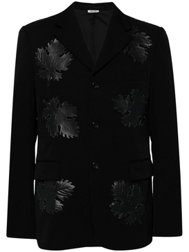 leaf-appliqué wool blazer