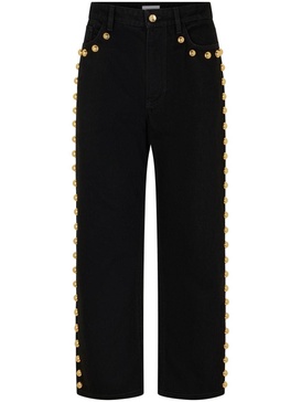 wide-leg jeans with stud embelishment