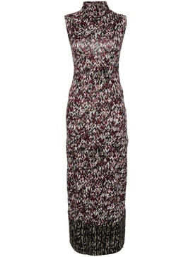 Anagram-embroidered knit-print dress