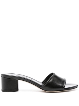 open-toe leather mules