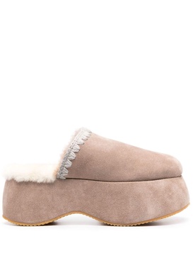 whipstitch 70mm suede platform slippers