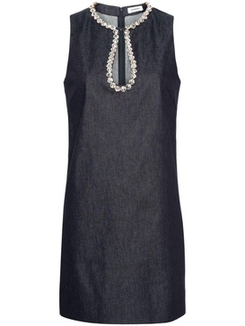 crystal-embellished denim mini dress