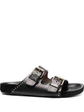 Black Studded Buckle Fastening Sandals