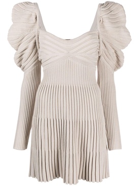 mutton-sleeve ribbed minidress 