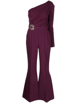 one-shoulder flared jumpsuit