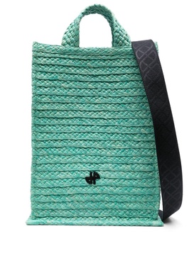 JP-patch raffia tote bag