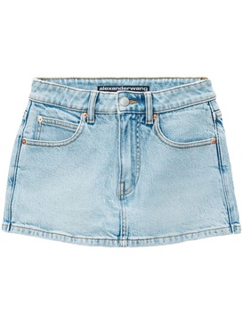 mid-rise denim skort