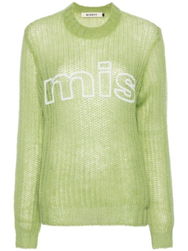 Lime Green Logo Print Semi-Sheer Jumper