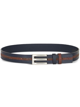 logo-plaque leather belt