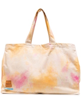 paint-splatter print cotton tote bag