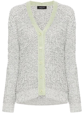 contrasting-trim open-knit cardigan