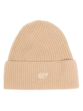 logo-patch ribbed-knit beanie