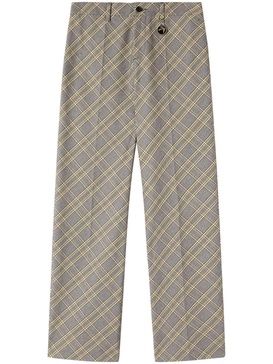 checked straight-leg trousers