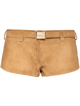 belted suede shorts