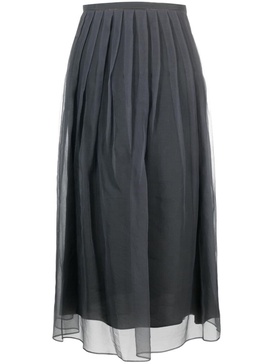 pleated chiffon midi skirt