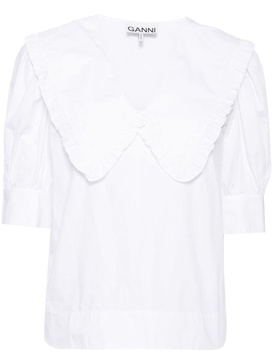 Ganni Organic Cotton Ruffled Blouse