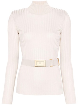 belted ribbed sweater 