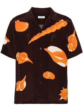 graphic-print notched-collar shirt 