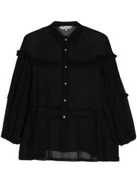 exposed-seams sheer shirt