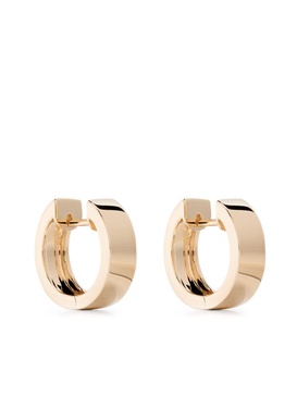 18kt yellow gold wide huggie-hoop earrings