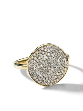 18kt yellow gold Stardust medium flower diamond disc ring