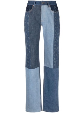 straight-leg patchwork jeans