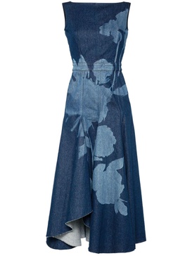 flared denim midi dress