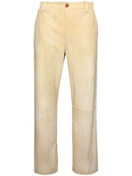 wide-leg suede trousers