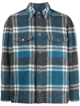 check-pattern virgin wool-blend shirt