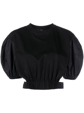 puff-sleeve cropped blouse