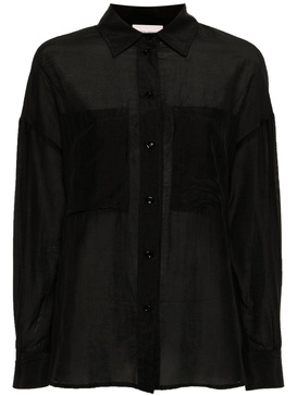 chest-pockets semi-sheer shirt